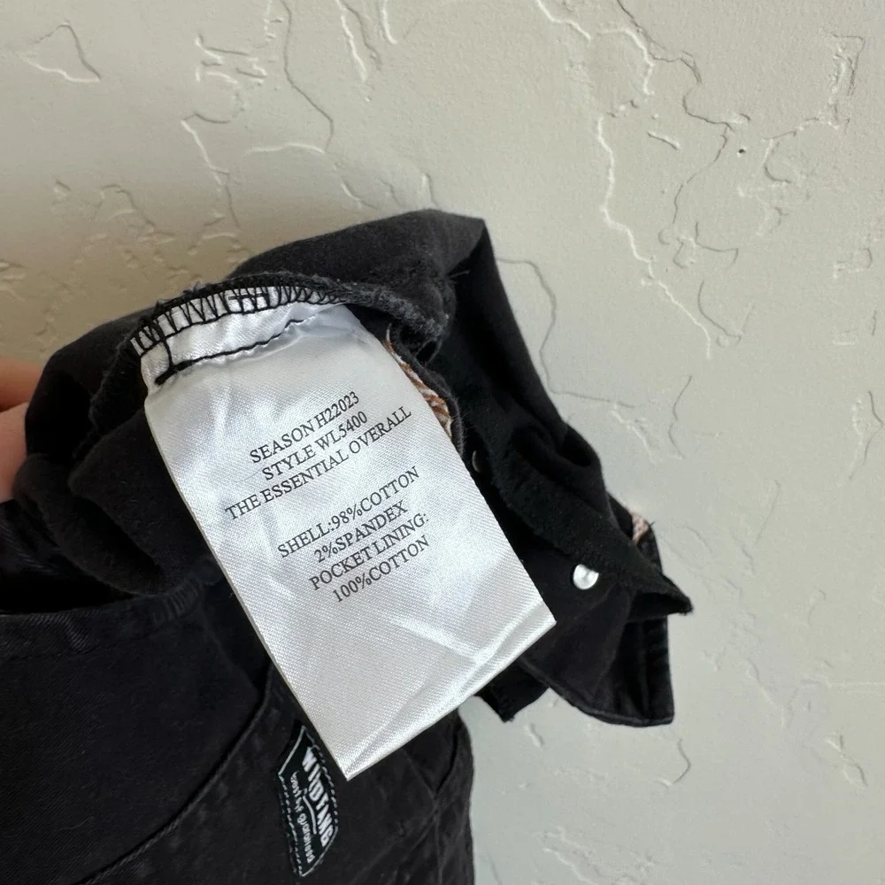 Wildfang | Essential Straight Leg Utility Cotton Denim Overalls in Black‎